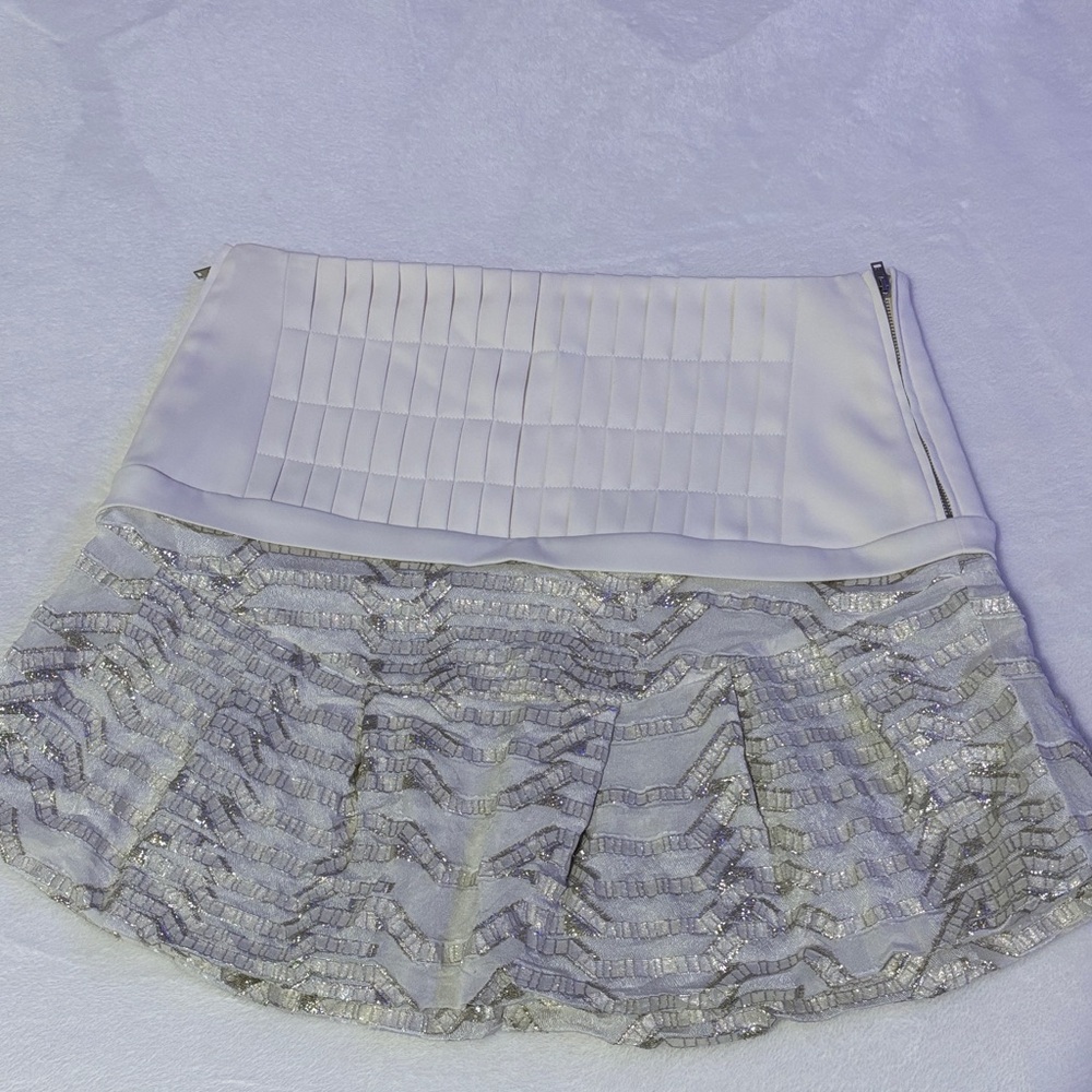IRO White and Silver Mini Skirt